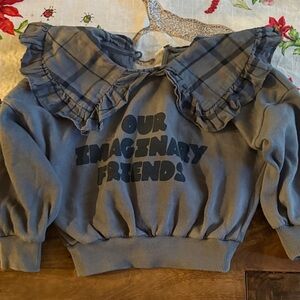 Letter To The World Blue Gray Girls Sweatshirt with Ruffled Collar
